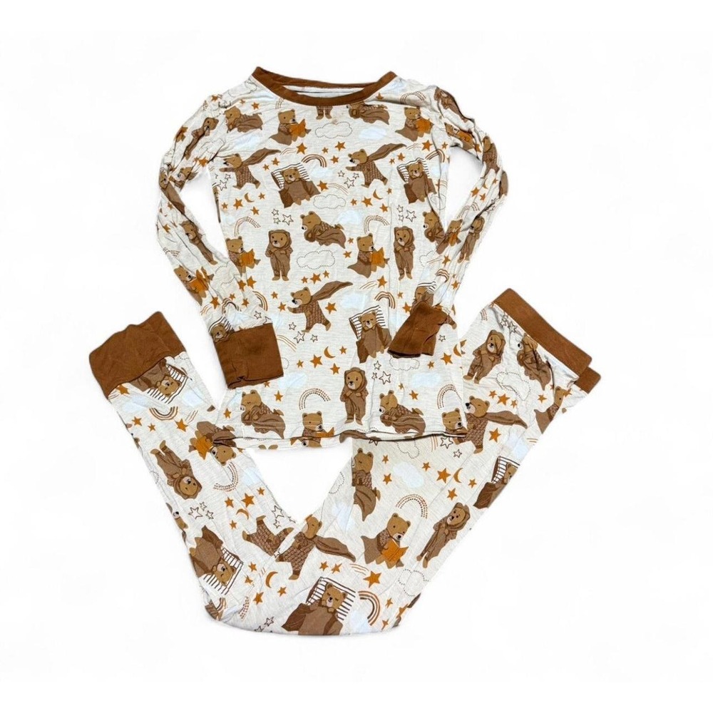 Little Sleepies Beary Seepy Pajama Set Kids 9/10 Bears Bamboo PJs